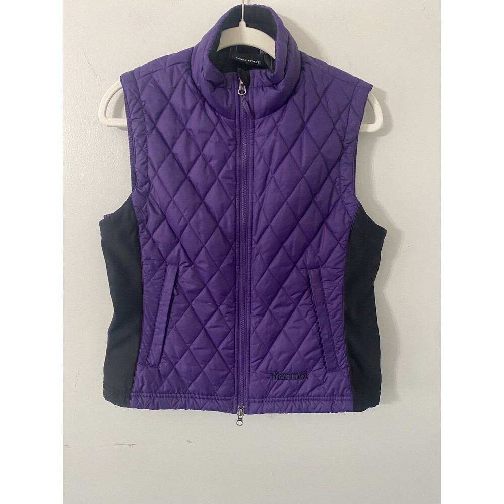 Marmot Women's Quilted Puffer Vest Purple/Black Full Zip Size M Outdoor Gorpcore